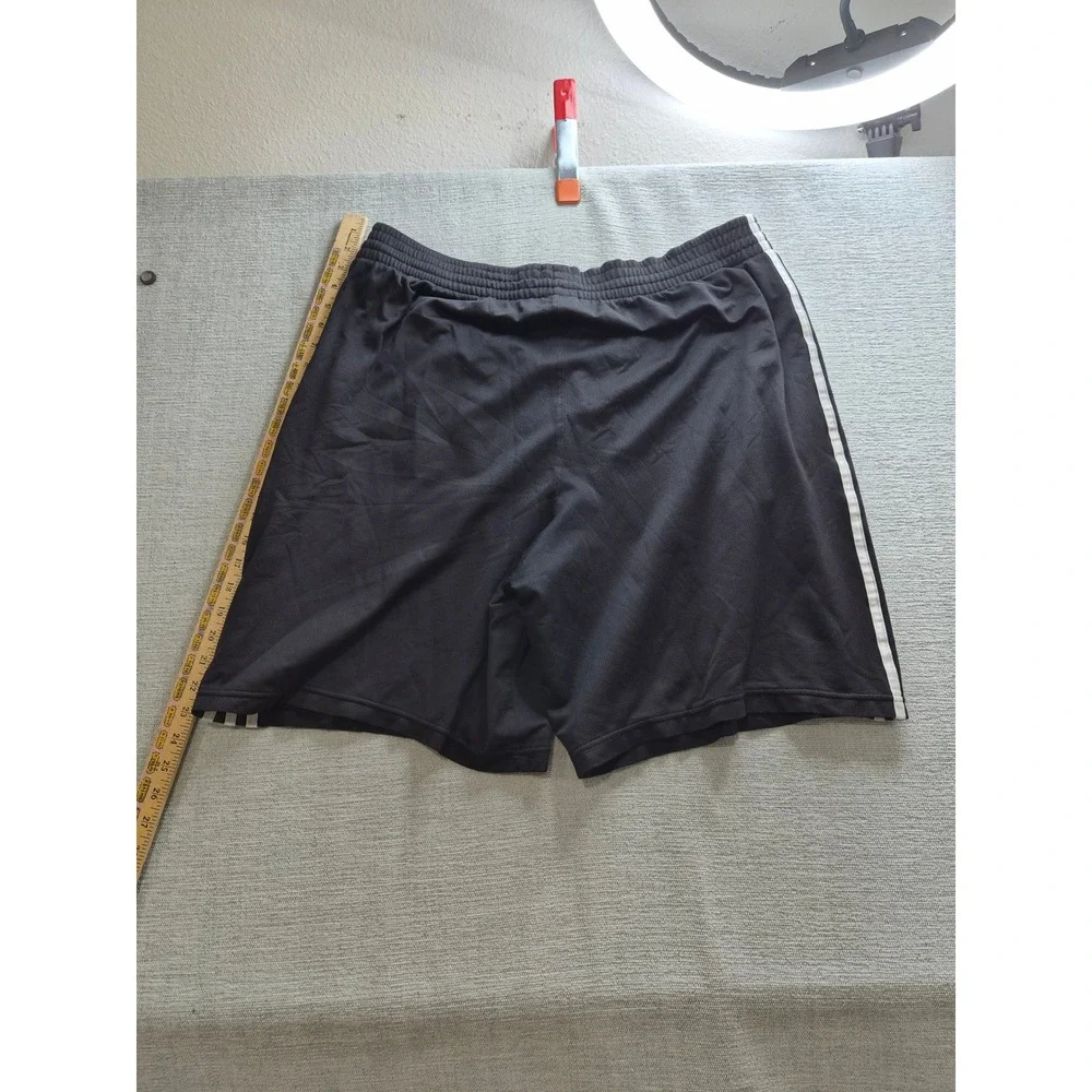 Adidas Athletic Mesh Shorts Mens 2XL Black White 3 Stripes Drawstring Running